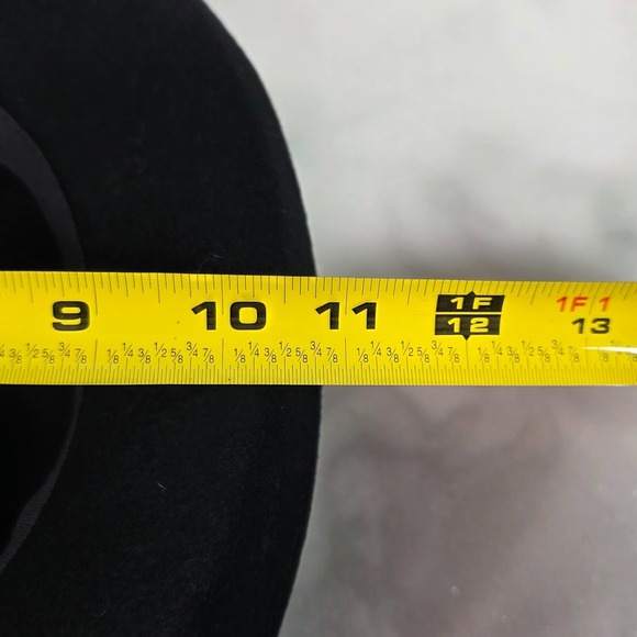 Scala USA Vintage Black Wool Felt Cloche Rose Hat 21" 1920s Gatsby Style 80s 90s - Picture 14 of 14